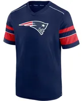 Men's Navy New England Patriots Textured Hashmark V-Neck T-shirt