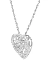 Diamond Double Heart Pendant Necklace (1/4 ct. t.w.) in Sterling Silver, 16"+ 2" extender