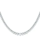 Cubic Zirconia Graduated Tennis 16" Collar Necklace in Sterling Silver