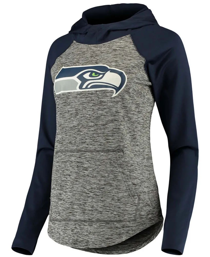 Women's Heathered Gray-College Navy Seattle Seahawks Championship Ring Pullover Hoodie - Heather Gray