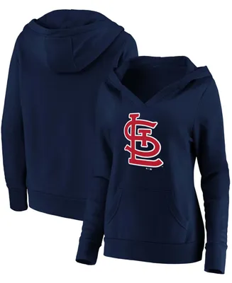 Plus Navy St. Louis Cardinals Official Logo Crossover V-Neck Pullover Hoodie