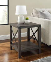 Farmhouse Metal-x Accent Table with Lower Shelf