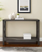 Farmhouse Metal-x Entry Table with Lower Shelf