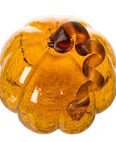 Glitzhome Amber Crackle Pumpkin, Set of 2
