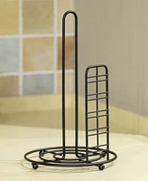 Freestanding Sturdy Round Single Roll Black Iron Paper Towel Holder