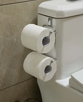 Chrome Toilet Tissue Paper Roll Holder Dispenser, Over The Tank Two Slot Tissue Organizer