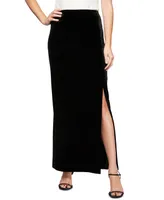 Alex Evenings Women's Side-Slit Velvet Pull-On Skirt