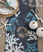 Saro Lifestyle Table Runner with Sea Design, 108" x 16"