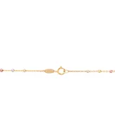 Beaded Chain 18" Statement Necklace in 10k Tricolor Gold-Plate - Tri