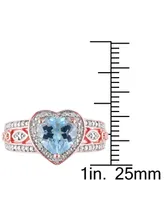 Blue Topaz (2 ct. t.w.) & Diamond (1/10 Heart Ring 18k Rose Gold-Plated Sterling Silver