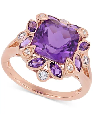 Amethyst (3 ct. t.w.) & White Topaz (1/5 Ring 18k Rose Gold-Plated Sterling Silver