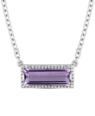 Amethyst (2-1/5 ct. t.w.) & White Sapphire (1/6 Rectangle Halo 18" Pendant Necklace Sterling Silver (Also Blue Topaz)