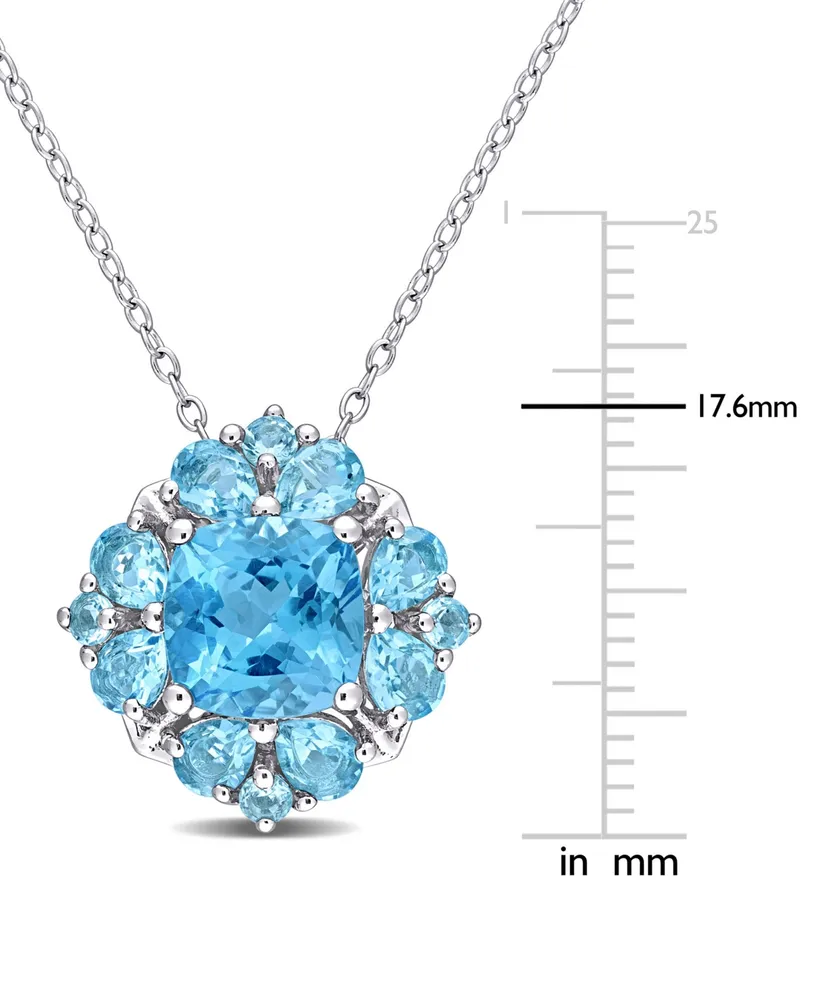 Blue Topaz Cluster 18" Pendant Necklace (4-1/6 ct. t.w.) in Sterling Silver