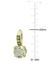Green Quartz (11-5/8 ct. t.w.) & Peridot (3/4 ct. t.w.) Leverback Drop Earrings in 18k Gold-Plated Sterling Silver