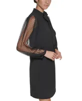 Vince Camuto Mesh Dot Sleeve Shift Dress