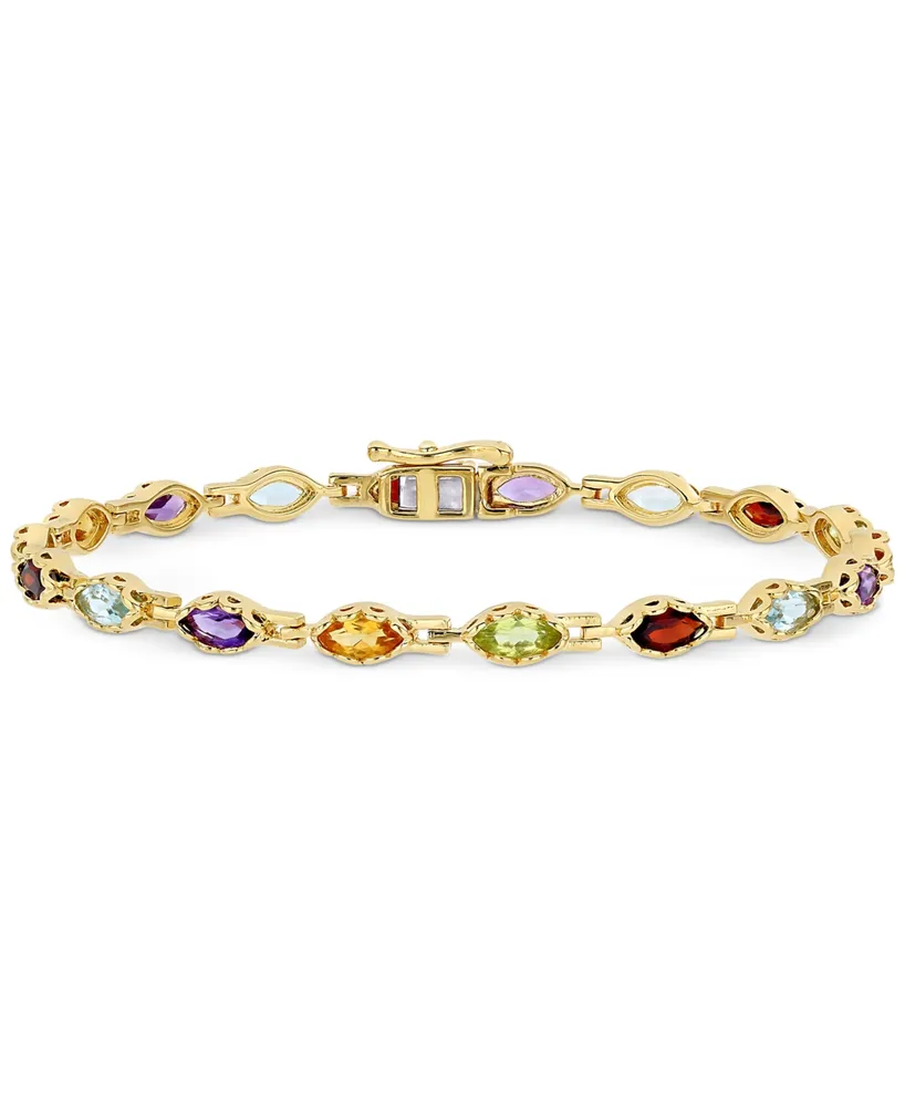 Multi-Gemstone Marquise Bracelet (4-1/2 ct. t.w.) in 18k Gold-Plated Sterling Silver