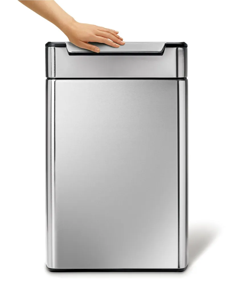 simplehuman Brushed Stainless Steel 48 Liter Fingerprint Proof Touch Bar Dual Recycler Trash Can