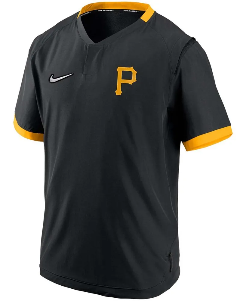 Men's Black, Gold Pittsburgh Pirates Authentic Collection Short Sleeve Hot Pullover Jacket - Black, Gold