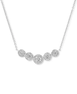 Diamond Halo Graduated Statement Necklace (1/2 ct. t.w.) in 14k White Gold, 16" + 2" extender