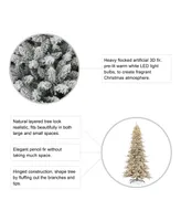 Glitzhome Pre-Lit Flocked Slim Fir Artificial Christmas Tree with 950 Warm White Lights, 11'