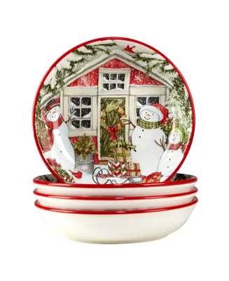 Snowman's Farmhouse 4 Piece Soup Bowl Set