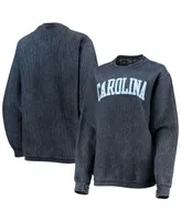 Women's Navy North Carolina Tar Heels Comfy Cord Vintage-Like Wash Basic Arch Pullover Sweatshirt