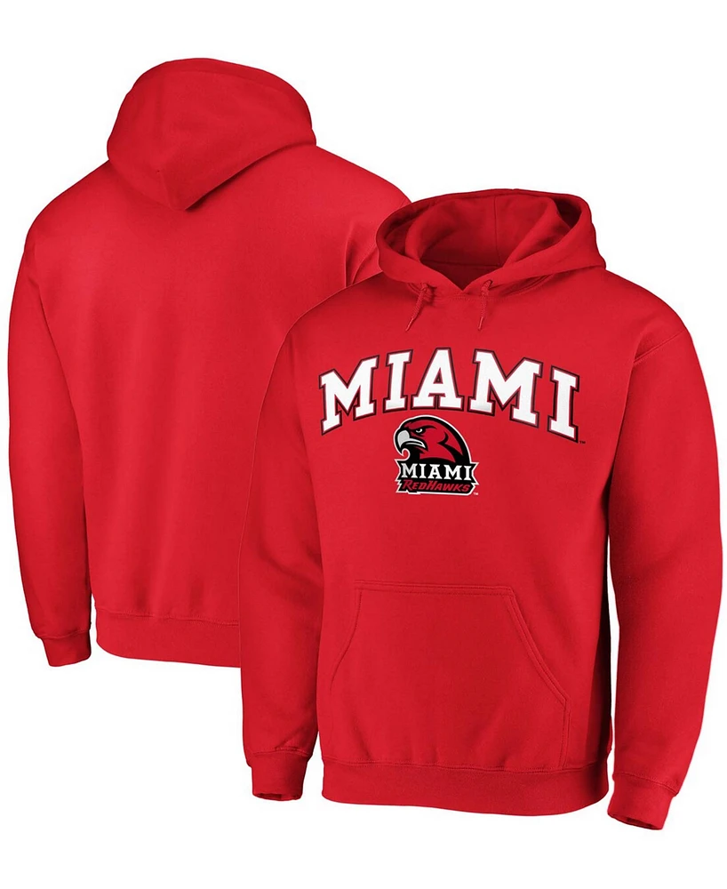 Men's Red Miami University RedHawks Campus Pullover Hoodie