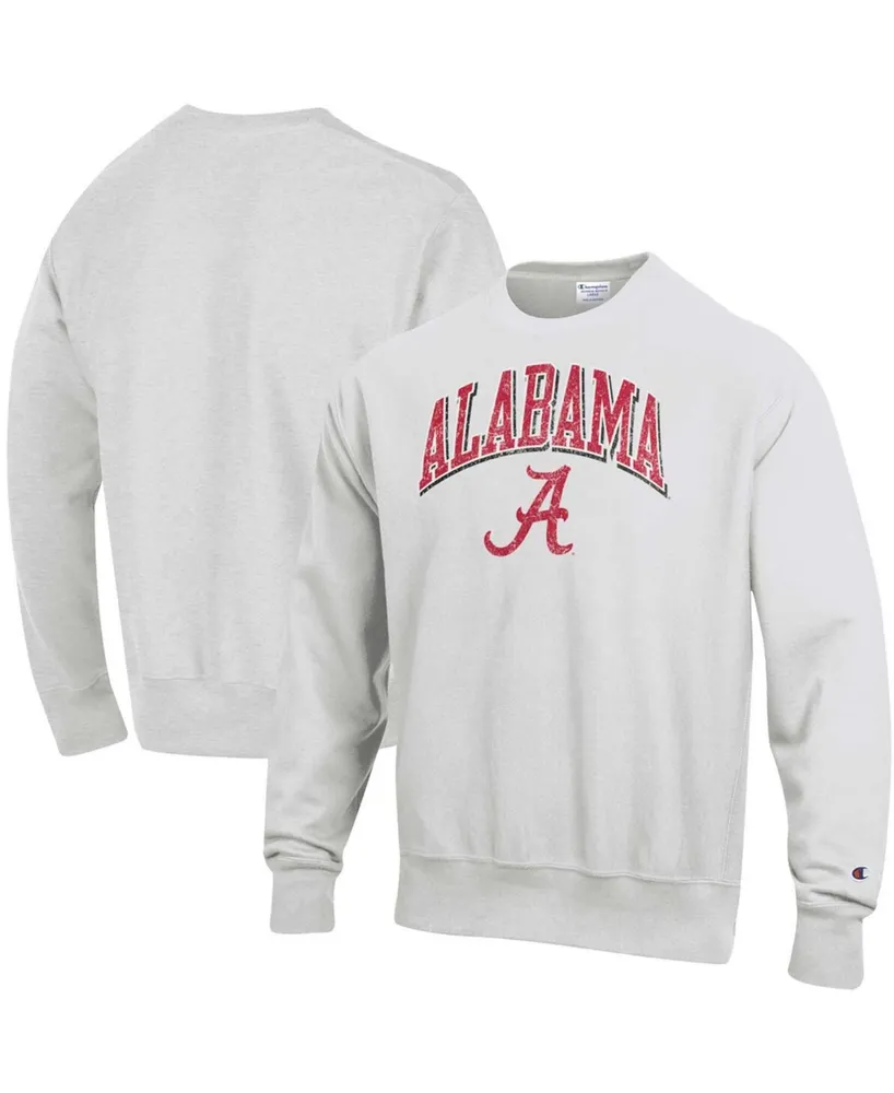 Men's Gray Alabama Crimson Tide Arch Over Logo Reverse Weave Pullover Sweatshirt