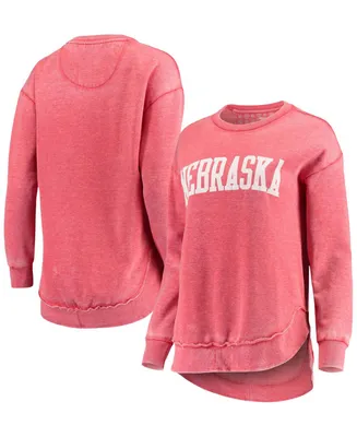 Women's Scarlet Nebraska Huskers Vintage-Like Wash Pullover Sweatshirt
