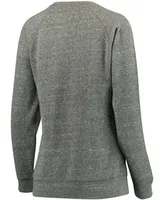 Women's Heathered Gray Kansas Jayhawks Edith Vintage-Like Knobi Pullover Sweatshirt