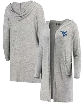 Women's Heathered Gray West Virginia Mountaineers Cuddle Soft Duster Tri-Blend Hooded Cardigan