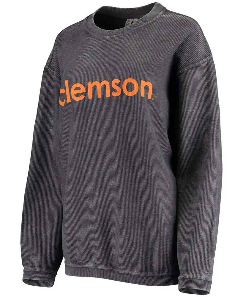 Women's Charcoal Clemson Tigers Corded Pullover Sweatshirt