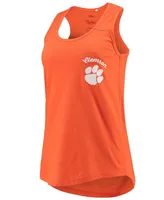 Women's Orange Clemson Tigers Sanders Animal Print Tank Top