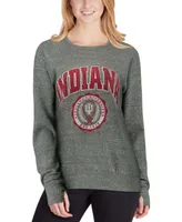 Women's Heathered Gray Indiana Hoosiers Edith Vintage-Like Knobi Pullover Sweatshirt