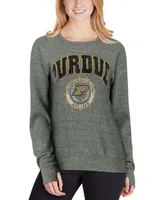 Women's Heathered Gray Purdue Boilermakers Edith Vintage-Like Knobi Pullover Sweatshirt