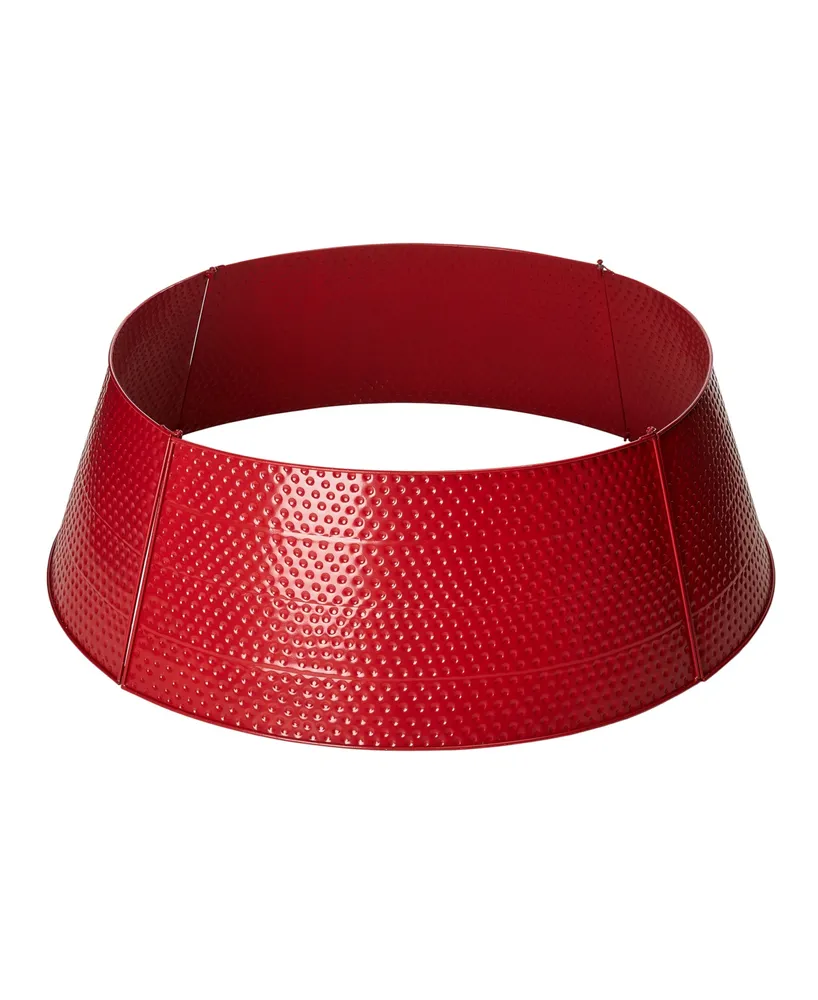 Glitzhome Christmas Red Hammer-Harden Metal Tree Collar Kd, 40.5"