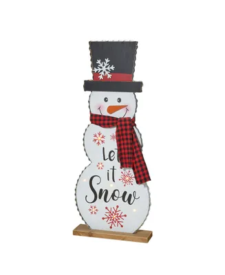 Glitzhome Lighted Wooden Christmas Snowman Porch Decor, 36"