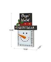 Glitzhome Wooden Christmas Snowman Countdown Calendar, 15"