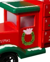 Glitzhome Wooden Christmas Truck Countdown Calendar, 14.5"