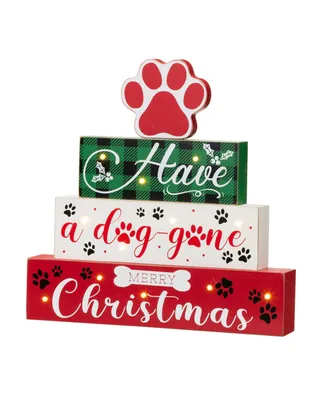 Glitzhome Lighted Wooden Pet Block Word Sign, 12"