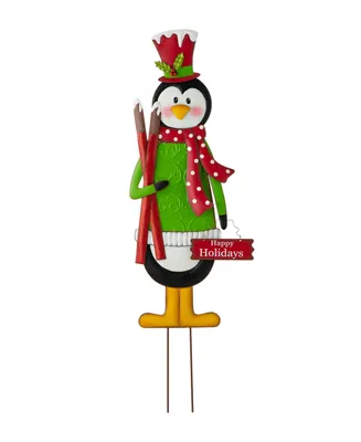 Glitzhome Metal Penguin Yard Stake or Standing Decor or Wall Decor, 36"