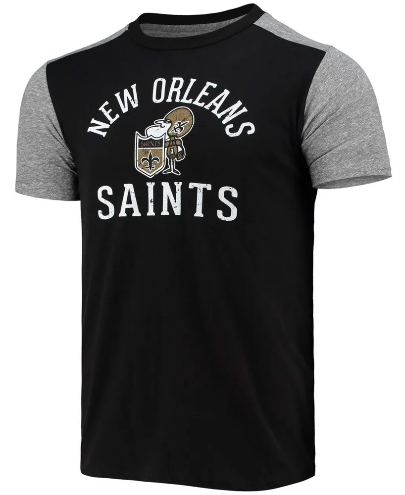 Men's Black, Heathered Gray New Orleans Saints Gridiron Classics Field Goal Slub T-shirt