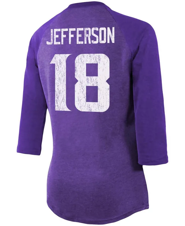 Women's Fanatics Branded Lamar Jackson Purple Baltimore Ravens Team Player  Name & Number Tri-Blend Raglan 3/4-Sleeve T-Shirt