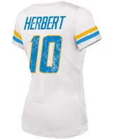 Women's Justin Herbert White Los Angeles Chargers Name Number V-Neck T-shirt