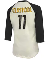 Women's Cream, Black Pittsburgh Steelers Player Raglan Name Number 3/4 Sleeve T-shirt