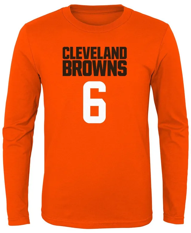 Youth Baker Mayfield Orange Cleveland Browns Mainliner Player Name & Number  Long Sleeve T-Shirt