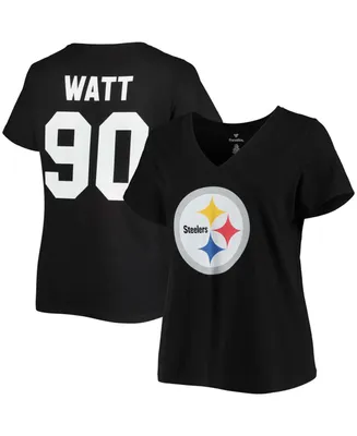 Women's Plus Size T.j. Watt Black Pittsburgh Steelers Name Number V-Neck T-shirt