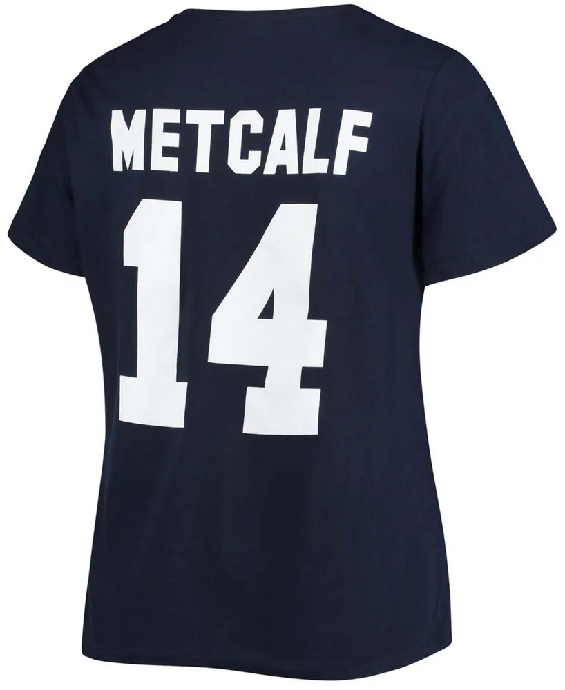 Women's Plus Dk Metcalf College Navy Seattle Seahawks Name Number V-Neck T-shirt