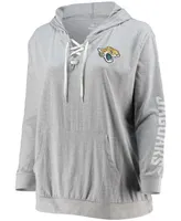 Women's Plus Heathered Gray Jacksonville Jaguars Lace-Up Pullover Hoodie