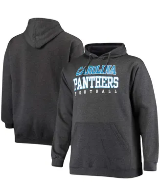 Men's Big and Tall Heathered Charcoal Carolina Panthers Practice Pullover Hoodie